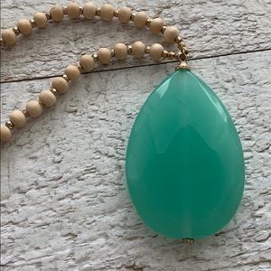 NWOT Natural Light Green Stone Wood Bead Necklace